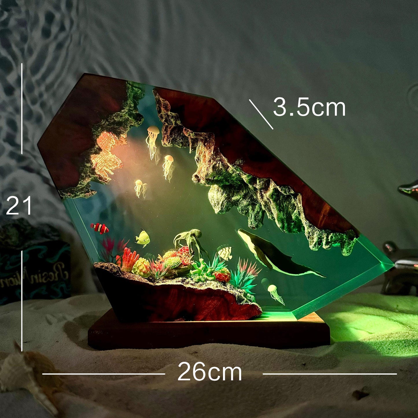 Mayas AquaCraft Ocean Diorama Lamp Handcrafted Resin Art With Light