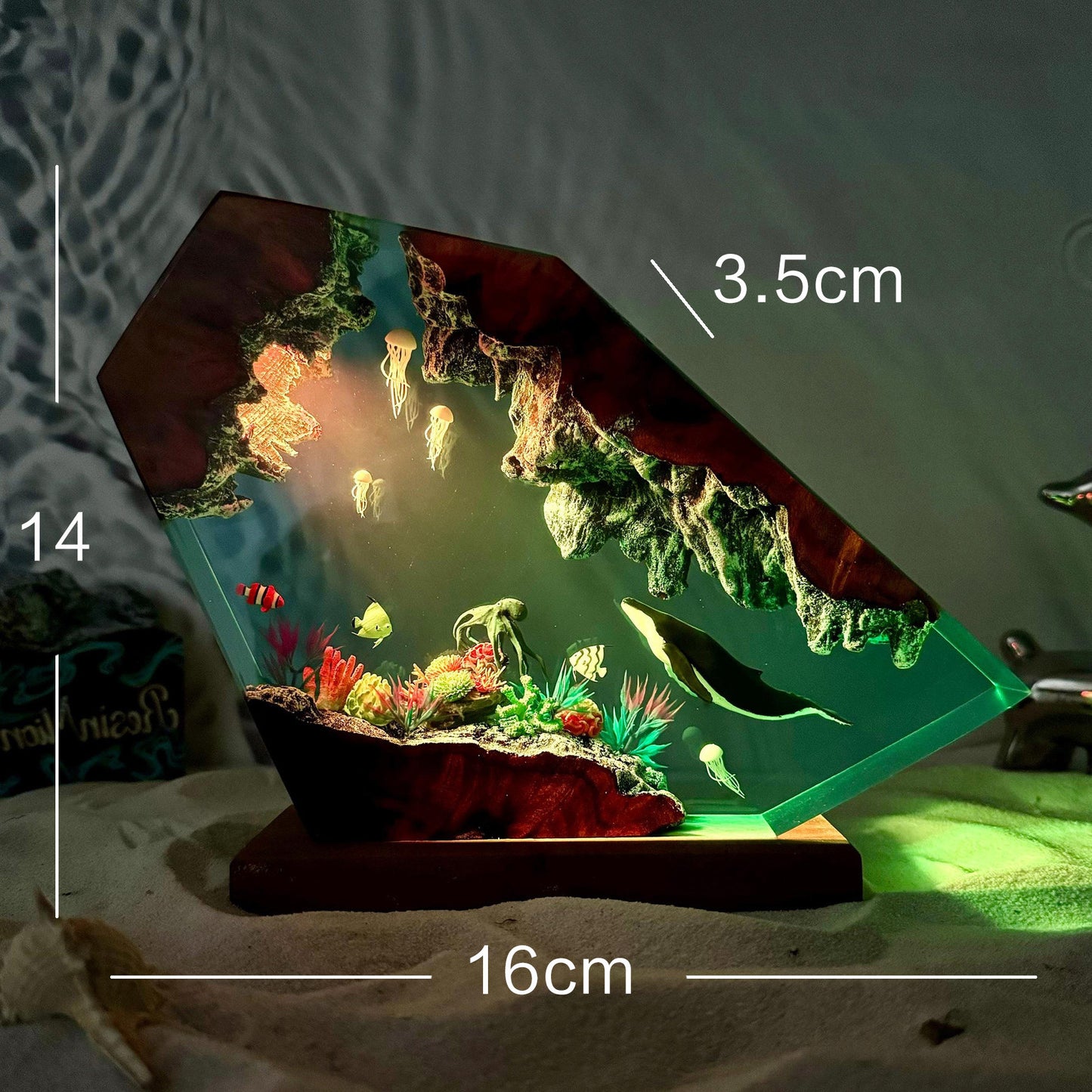 Mayas AquaCraft  Ocean Diorama Lamp  Handcrafted Resin Art With Light