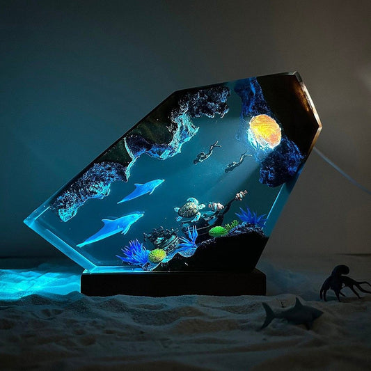 Mayas AquaCraft  Ocean Diorama Lamp  Handcrafted Resin Art With Light
