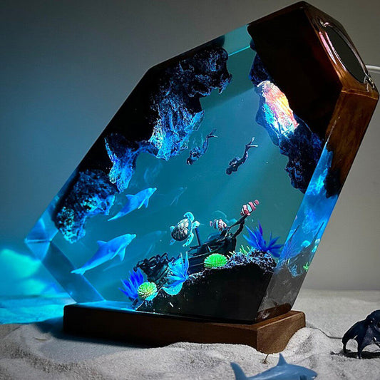 Mayas AquaCraft  Ocean Diorama Lamp  Handcrafted Resin Art With Light
