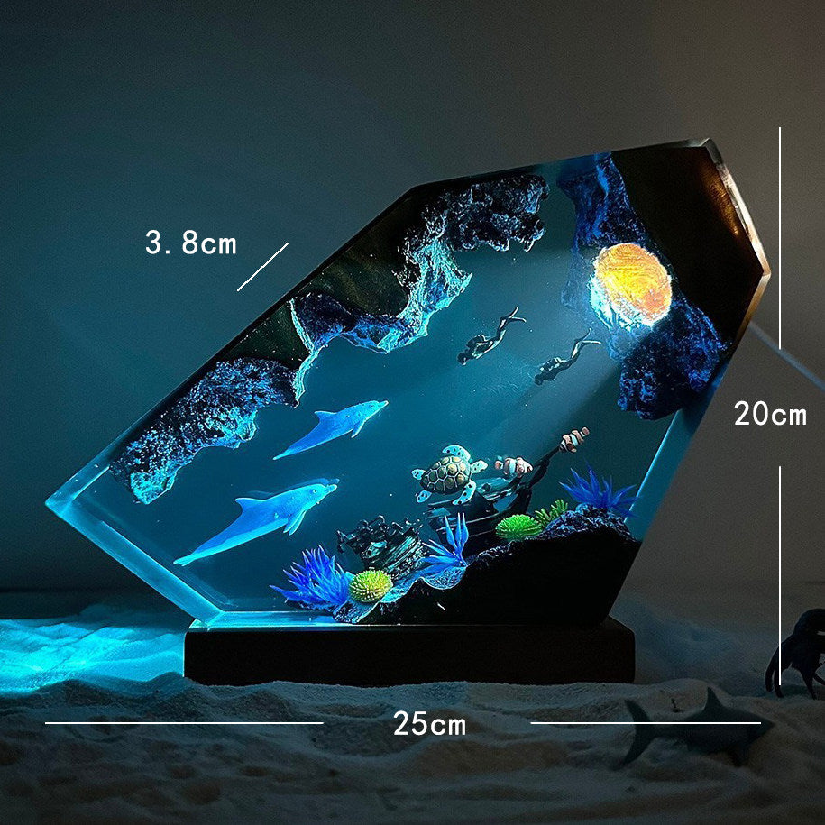 Mayas AquaCraft  Ocean Diorama Lamp  Handcrafted Resin Art With Light